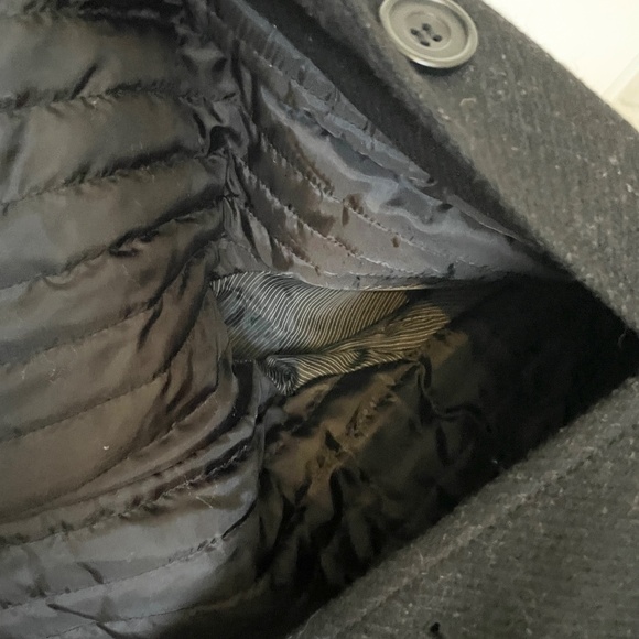 Vintage Bosco Men’s dress coat Pea coat Pockets Black Charcoal Wool blend Sz 42 - Picture 10 of 13